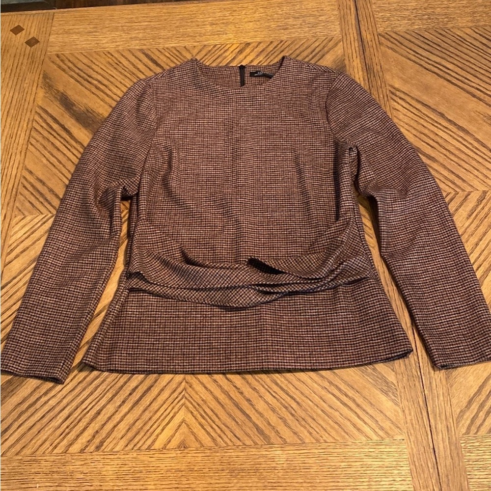 Zara Plaid Blouse Sz M